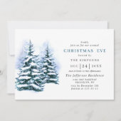 Wasserfarbener Pine Tree Holiday CHRISTMAS EVE Einladung (Vorderseite)