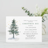 Wasserfarbener Pine Tree Holiday CHRISTMAS EVE Einladung (Stehend Vorderseite)