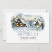 Wasserfarbener Pine Tree Holiday CHRISTMAY EVE Einladung (Vorderseite)