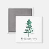 Wasserfarbener Pine Tree Moderne Weihnachten Magnet (Vorderseite/Rückseite)