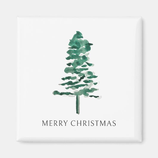 Wasserfarbener Pine Tree Moderne Weihnachten Magnet (Vorne)
