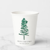 Wasserfarbener Pine Tree Moderne Weihnachten Pappbecher (Vorderseite)