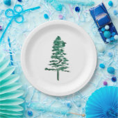 Wasserfarbener Pine Tree Moderne Weihnachten Pappteller (Party)
