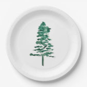 Wasserfarbener Pine Tree Moderne Weihnachten Pappteller (Vorderseite)