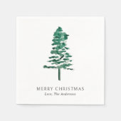 Wasserfarbener Pine Tree Moderne Weihnachten Serviette (Vorderseite)