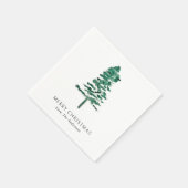 Wasserfarbener Pine Tree Moderne Weihnachten Serviette (Ecke)