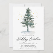 Wasserfarbener Pine Tree Weihnachten Einladung (Vorderseite)