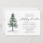 Wasserfarbener Pine Tree Weihnachten Einladung (Vorderseite)