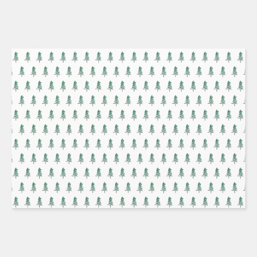 Wasserfarbener Pine Tree Weihnachten Geschenkpapier Set (Vorderseite)
