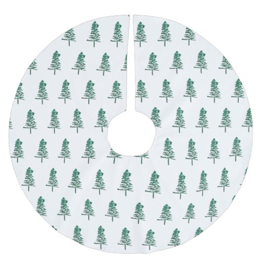 Wasserfarbener Pine Tree Weihnachten Polyester Weihnachtsbaumdecke (Vorderseite)