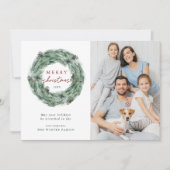 Wasserfarbener Pine Tree Wreath Frohe Weihnachten  (Vorderseite)