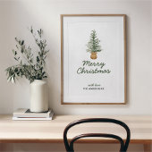 Wasserfarbener Pine Weihnachtsbaum Einfache Ferien Poster
