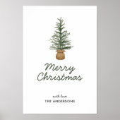Wasserfarbener Pine Weihnachtsbaum Einfache Ferien Poster (Vorne)