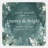 "Wasserfarbener Pinienbaum Quadratischer Aufkleber (Vorderseite)