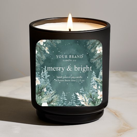 "Wasserfarbener Pinienbaum Quadratischer Aufkleber