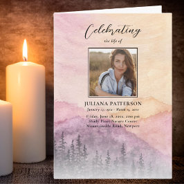 Wasserfarbener Pinienwald Beerdigung Programm