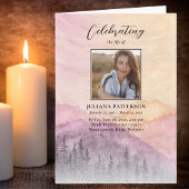 Wasserfarbener Pinienwald Beerdigung Programm