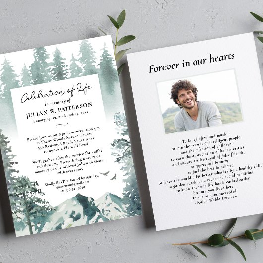 Wasserfarbener Pinienwald - Foto des Lebens Einladung