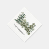 Wasserfarbener Pinienwald & Gebirge Rustikal Serviette (Ecke)