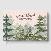 Wasserfarbener Pinienwald Rustikale Gästebuch (Vorderseite)