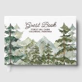 Wasserfarbener Pinienwald Rustikale Gästebuch (Vorderseite)