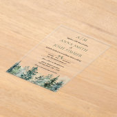 Wasserfarbener Pinienwald Rustikale Hochzeit Acryleinladungen (Ablage )