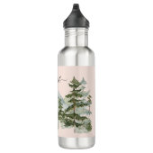 Wasserfarbener Pinienwald und Berg Außenbereich Edelstahlflasche (Rechts)