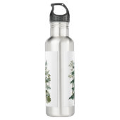 Wasserfarbener Pinienwald und Berg Außenbereich Edelstahlflasche (Rückseite)