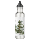 Wasserfarbener Pinienwald und Berg Außenbereich Edelstahlflasche (Rechts)