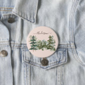 Wasserfarbener Pinienwald und Berg Rustikal Button (Beispiel)