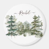 Wasserfarbener Pinienwald und Berg Rustikal Magnet (Vorne)