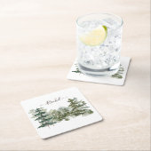 Wasserfarbener Pinienwald und Berg Rustikal Rechteckiger Pappuntersetzer (Vor Ort)