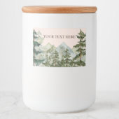 Wasserfarbener Pinienwald und Gebirge Rustikal Lebensmitteletikett (Vorderseite)