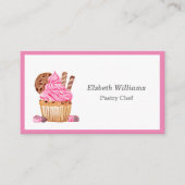 Wasserfarbener Pinkkuchen mit Schokolade Minimalis Visitenkarte (Vorderseite)