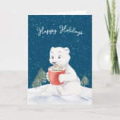 Wasserfarbener Polar-Bär mit heißem Kakao Karte (Vorderseite)
