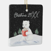 Wasserfarbener Polar-Bär mit heißem Kakao Keramikornament (Rechts)