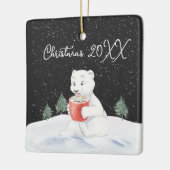 Wasserfarbener Polar-Bär mit heißem Kakao Keramikornament (Links)