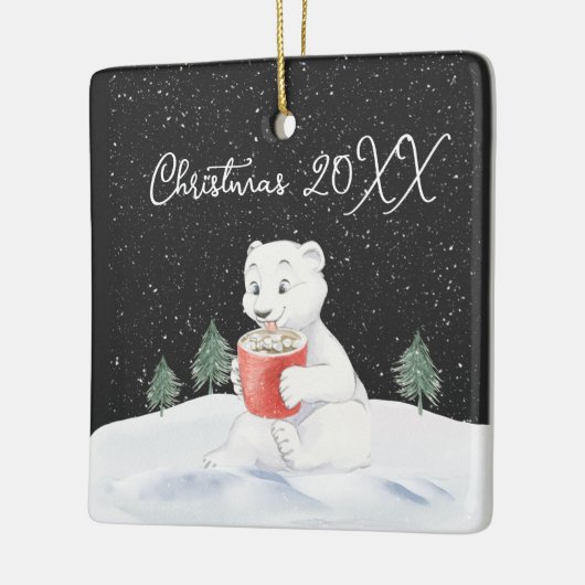 Wasserfarbener Polar-Bär mit heißem Kakao Keramikornament (Links)