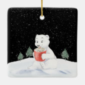 Wasserfarbener Polar-Bär mit heißem Kakao Keramikornament (Rückseite)