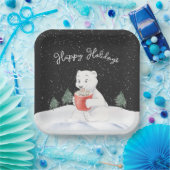 Wasserfarbener Polar-Bär mit heißem Kakao Pappteller (Party)