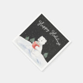 Wasserfarbener Polar-Bär mit heißem Kakao Serviette (Ecke)