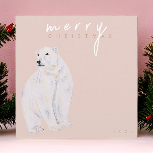 Wasserfarbener Polar Bär Moderne frohe Weihnachten