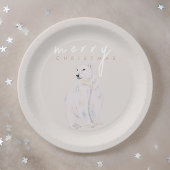 Wasserfarbener Polar Bär Moderne frohe Weihnachten Pappteller