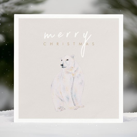 Wasserfarbener Polar Bär Moderne frohe Weihnachten Serviette