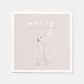 Wasserfarbener Polar Bär Moderne frohe Weihnachten Serviette (Vorderseite)