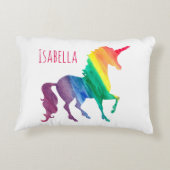 Wasserfarbener Regenbogen Einhorn Silhouette Kinde Zierkissen (Rückseite)