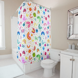 Wasserfarbener Regenbogen Galaxy Girls farbenfroh Duschvorhang