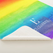 Wasserfarbener Regenbogen-Monogramm individuell Sherpadecke (3/4)