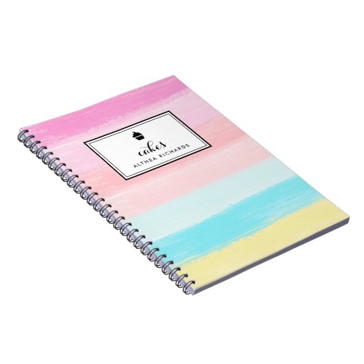 Wasserfarbener Regenbogen Pastellstreifen Backen R Notizblock (Rechte Seite)