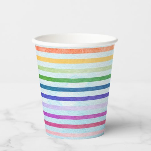 Wasserfarbener Regenbogen Streifen Art Party Cup Pappbecher (Vorderseite)